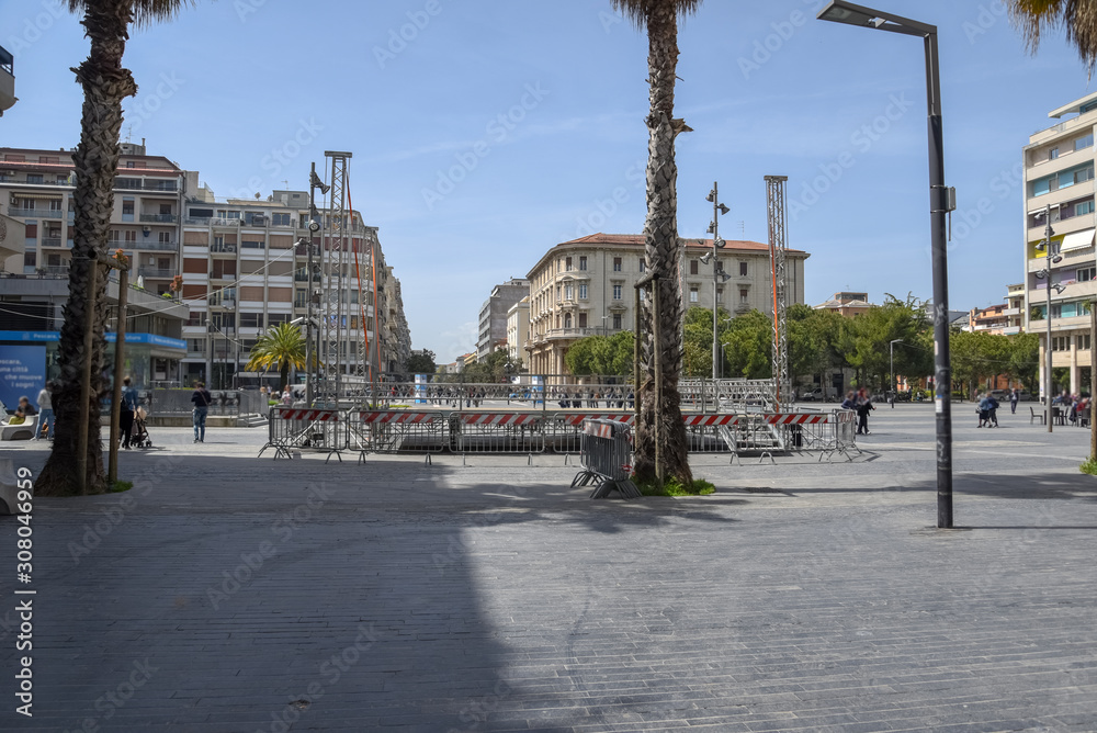 Piazza Salotto in Pescara by Morning at Spring