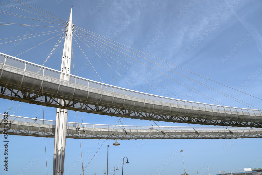 Fototapeta premium Ponte del Mare in Pescara by Morning with Pedestrian and Bicycle Path