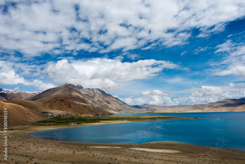 Ladakh  India - Jul 13 2019 - Tso Moriri Lake in Changthang Plateau  Ladakh  Jammu and Kashmir  India. It is part of Ramsar Convention - Tsomoriri.