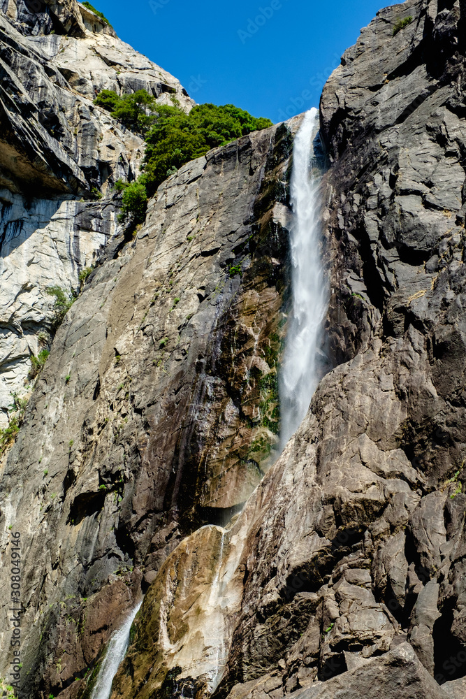 Worm view of the Yosemite Waterfall Worm view of the Yosemite Waterfall