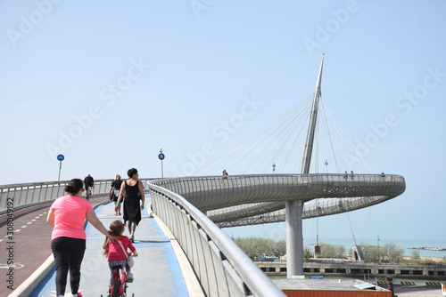 Ponte del Mare in Pescara by Morning with Pedestrian and Bicycle Path