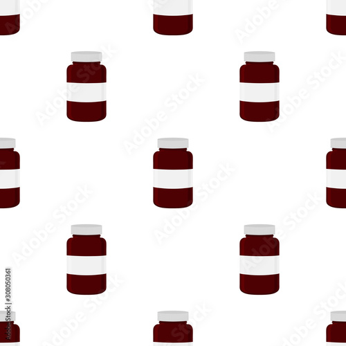 Illustration on theme big colored set different types of pills inside close jar