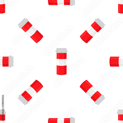 Illustration on theme big colored set different types of pills inside close jar