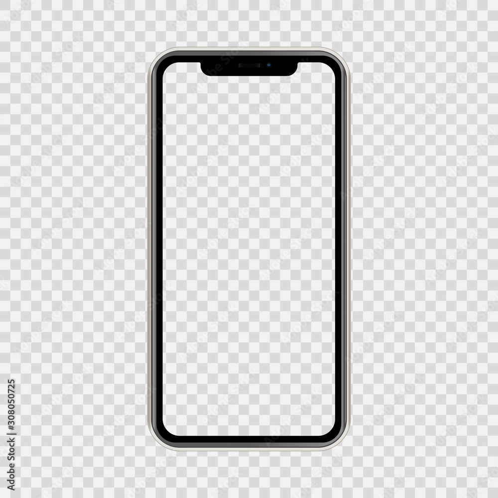 Vettoriale Stock realistic smartphone The shape of a modern mobile phone  Designed 2019 to have a thin edge. mockup empty screen, isolated on  transparent background. vector illustration. | Adobe Stock