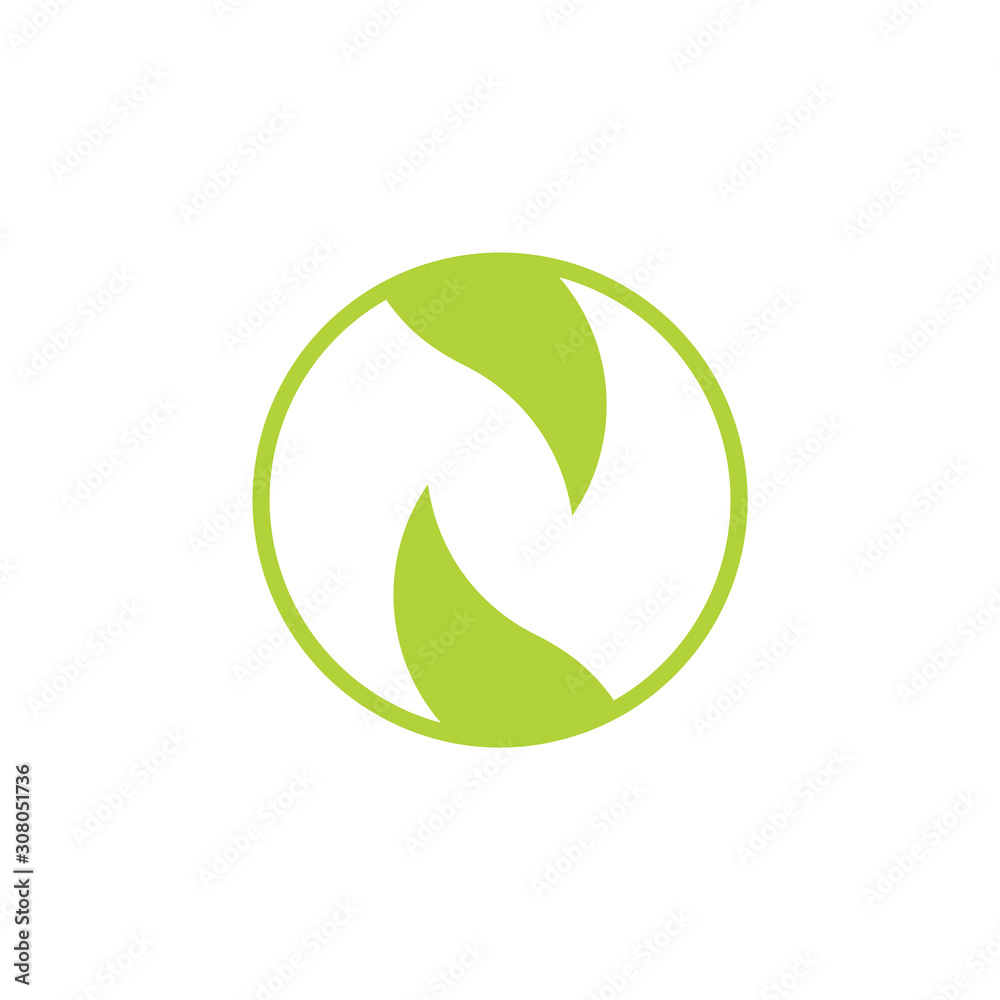 LETTER N GREEN LEAF NEGATIVE SPACE DESIGN VECTOR LETTER N GREEN LEAF NEGATIVE SPACE DESIGN VECTOR