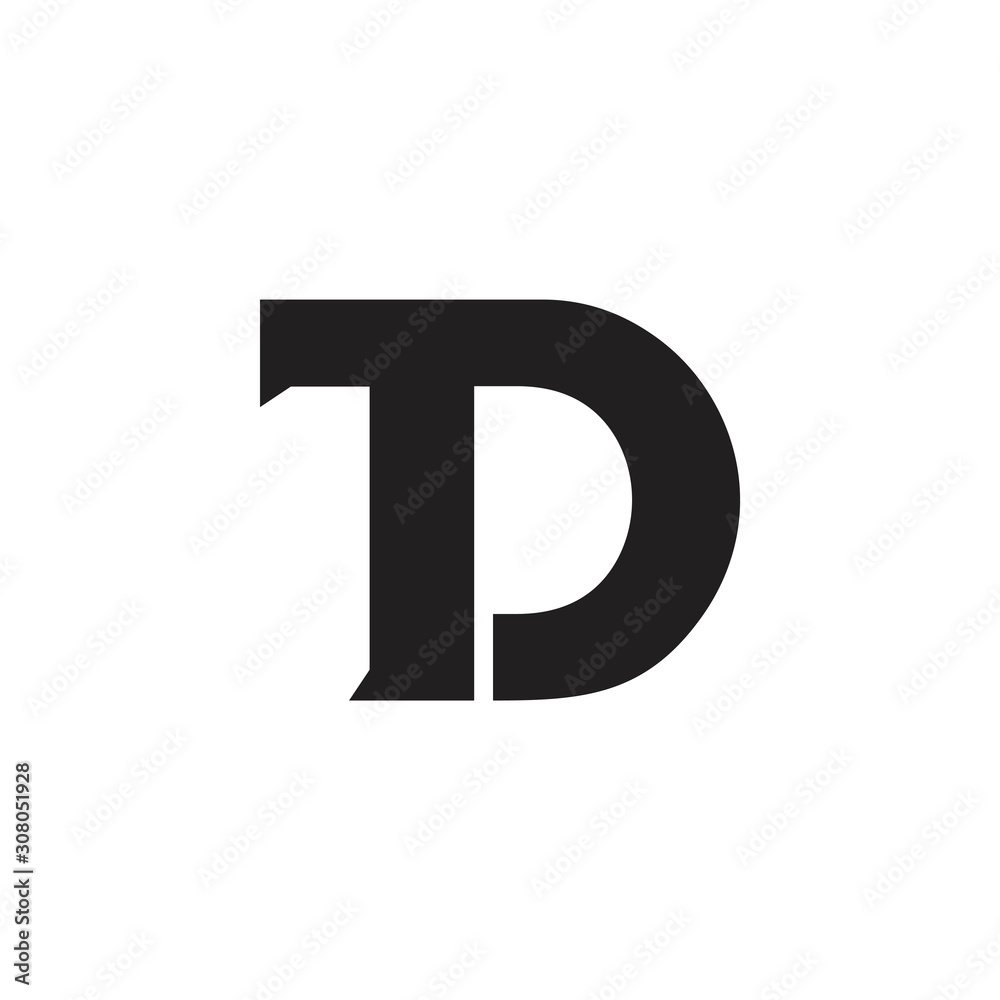 letter td linked geometric simple logo vector letter td linked geometric simple logo vector