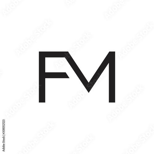 letter fm linked geometric logo vector