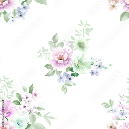 Computer drawn beautiful flowers illustration
