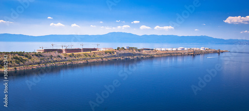 LNG terminal on Krk island panoramic view