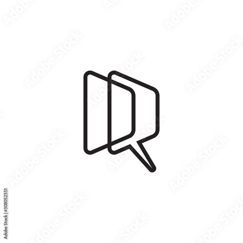 letter dr line bubble talk design logo vector