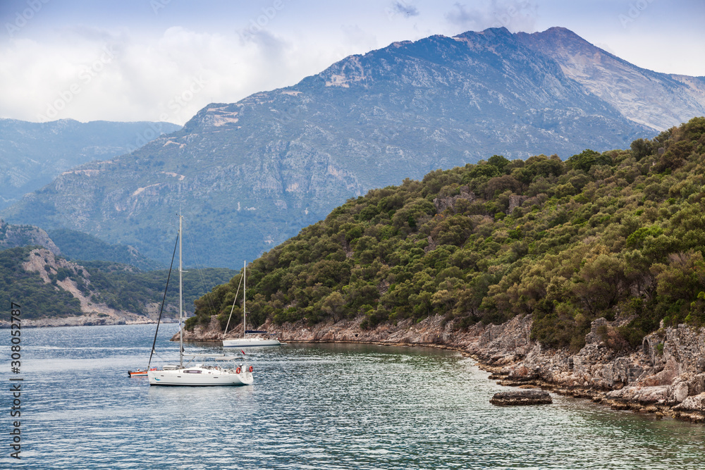 Fototapeta premium Little yaght in the harbour