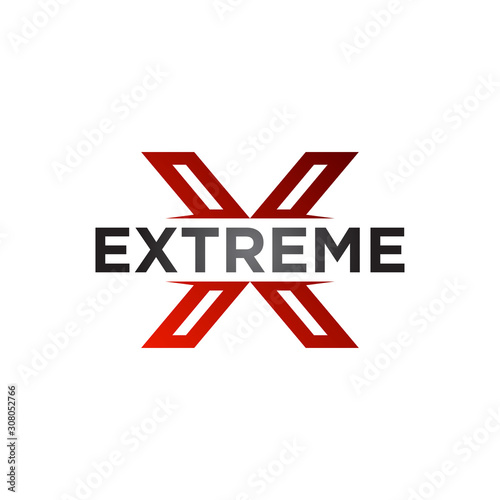 extreme vector logo design. consisting of a extreme logotype on letter X.