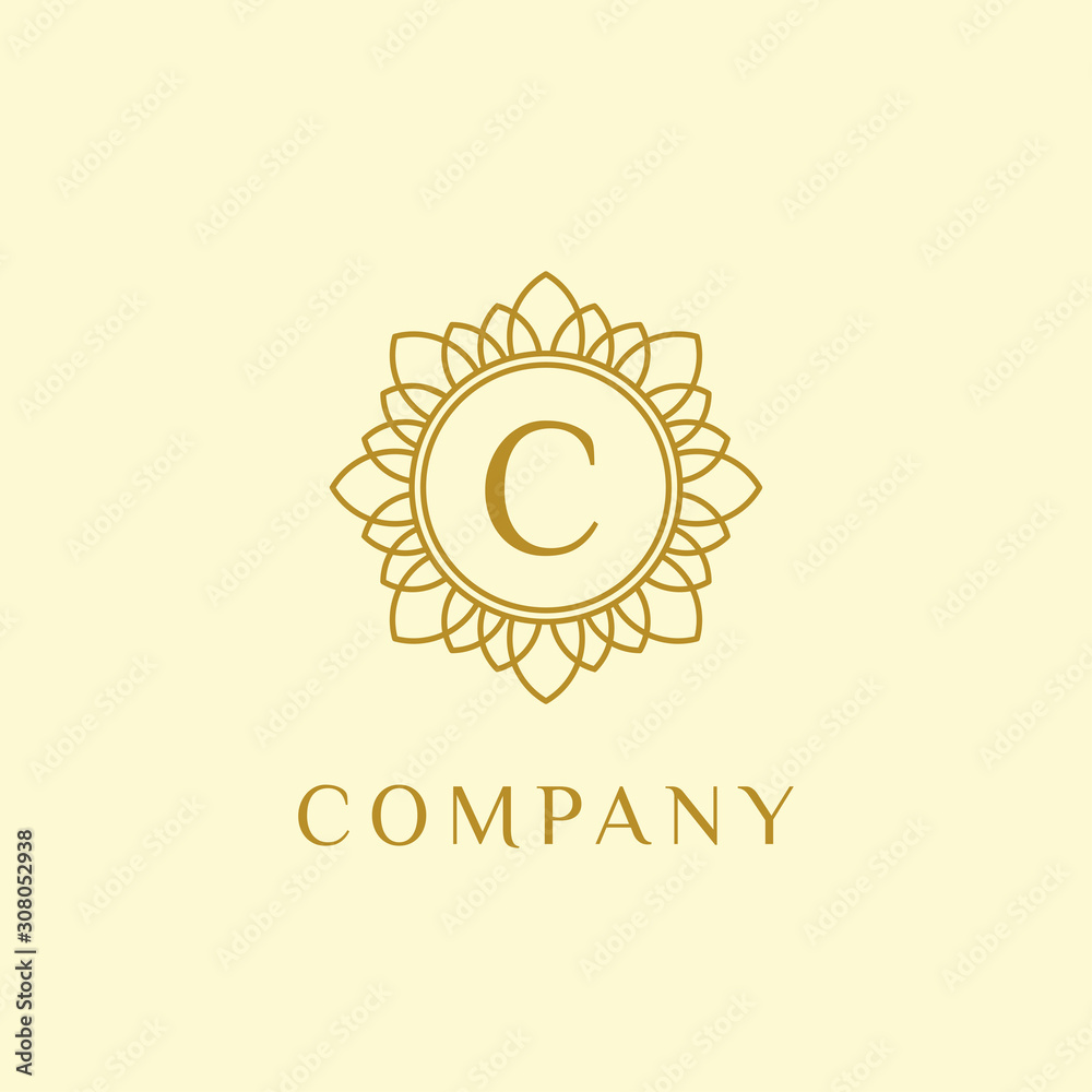 luxury monogram letter C logotype. premium brand icon. elegant alphabet/initial frame design vector. can be used for beauty industry, cosmetics, salon, boutique, spa, company, corporate, etc.
