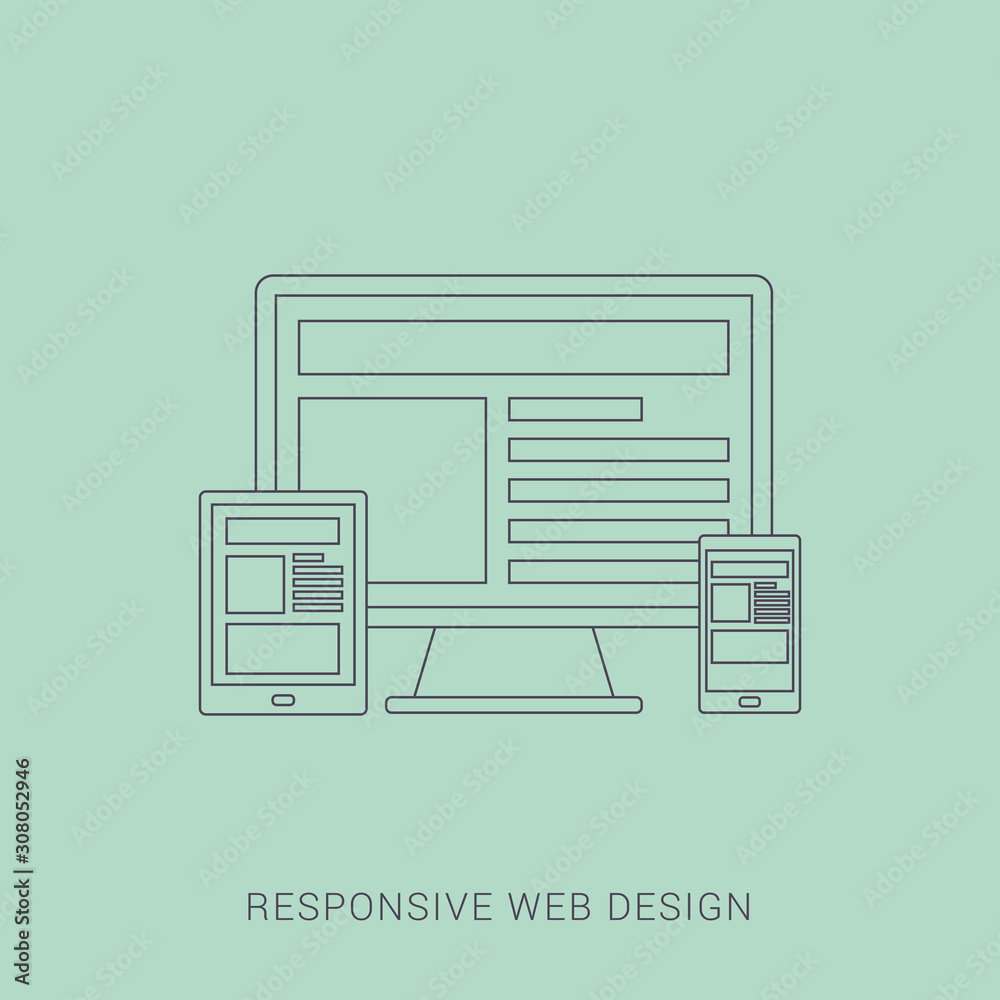 Responsive web design in electronic devices vector