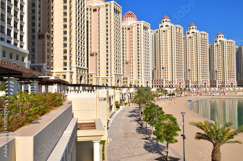 Viva Bahrya - administrative district with elite housing area on Pearl Island in Doha, Qatar