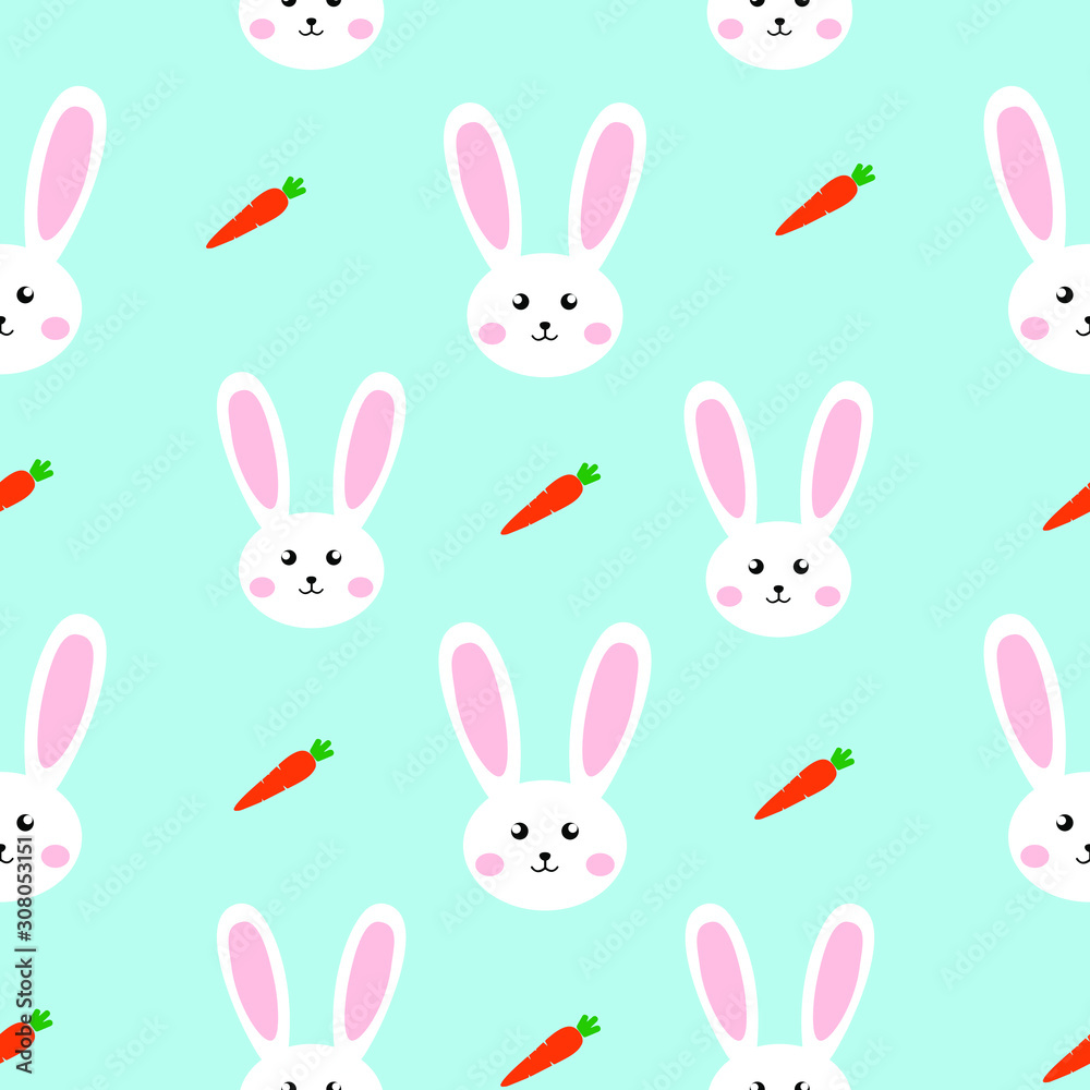 Cute rabbit and carrot seamless pattern. Vector icons. Cute rabbit and carrot seamless pattern. Vector icons.