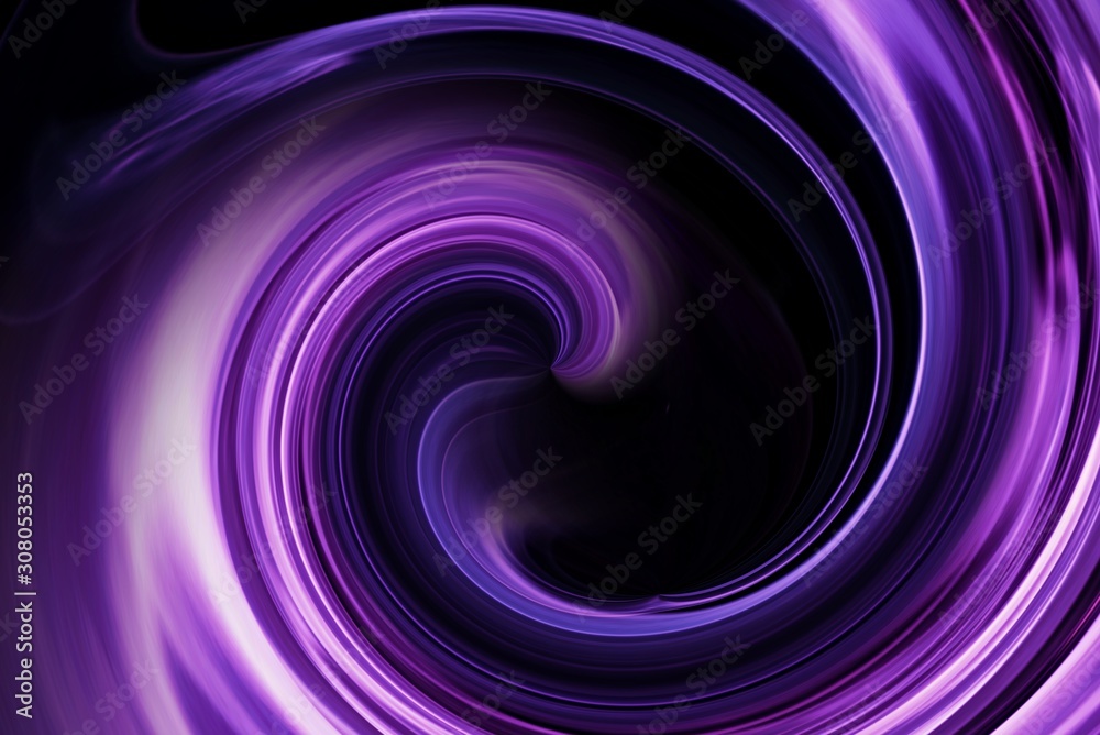 Purple line swirl in dark abstract background. 