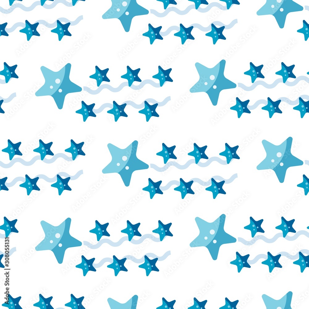 Seamless patterns on a white background in a flat style with elements of starfish. Texture for web page, greeting cards, posters and banners. Prints on fabric and paper. Seamless patterns on a white background in a flat style with elements of starfish. Texture for web page, greeting cards, posters and banners. Prints on fabric and paper.