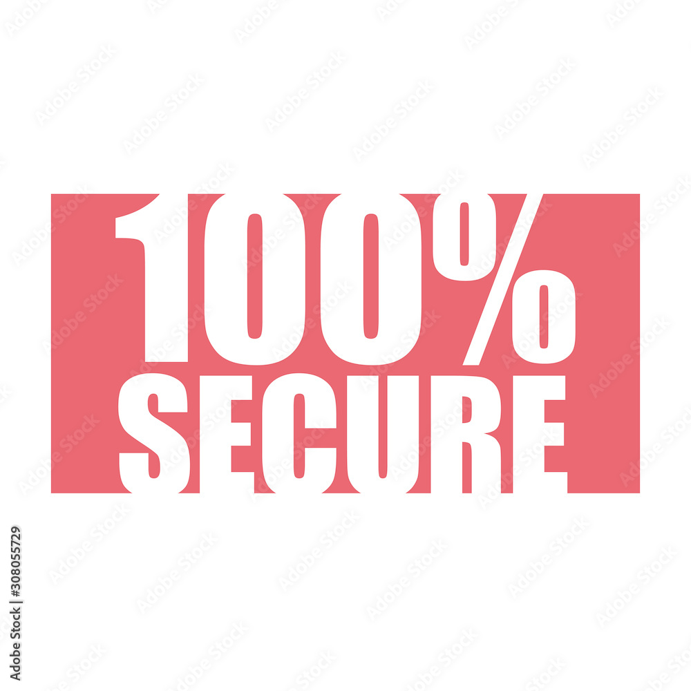 red vector banner 100% secure