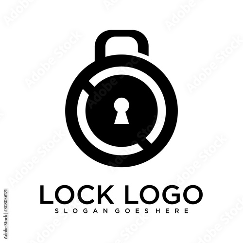 lock letter logo design icon template
