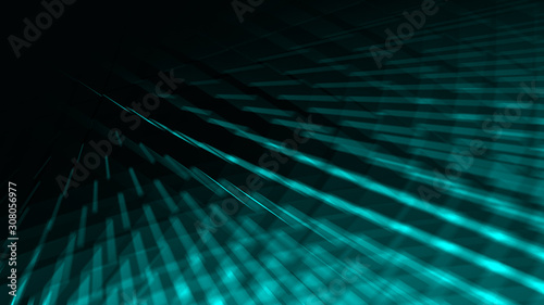 Abstract cyan light pattern. Very dynamic array of geometric elements