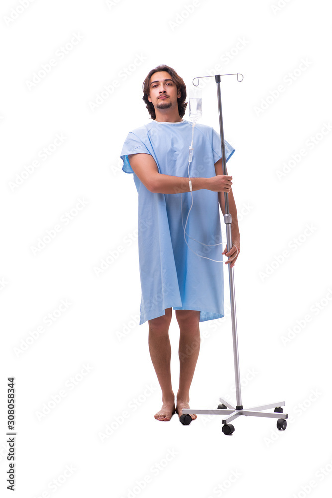 Young male patient in blood transfusion concept Young male patient in blood transfusion concept