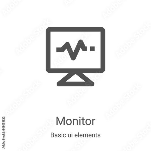monitor icon vector from basic ui elements collection. Thin line monitor outline icon vector illustration. Linear symbol for use on web and mobile apps, logo, print media