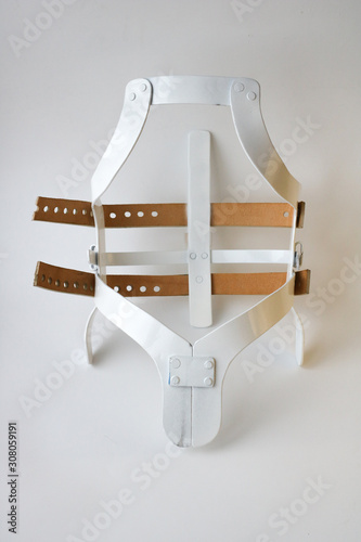 Thoracic Extension Spine Brace for Hyperextension Support. Fractures of the Thoracic Spine hard metal Corset photo