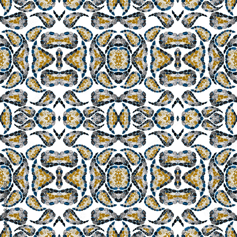 Watercolor seamless pattern with paisley elements.Tribal ethnic seamless pattern. Vintage paisley, can be used for any kind of a design. Ethnic ornamental background. Mosaic style. 