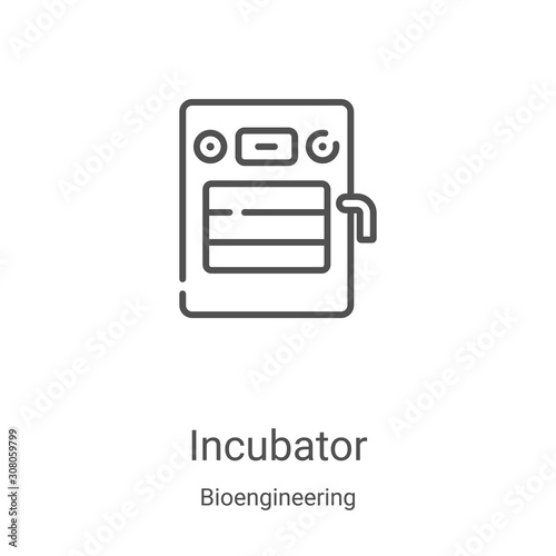 incubator icon vector from bioengineering collection. Thin line incubator outline icon vector illustration. Linear symbol for use on web and mobile apps, logo, print media