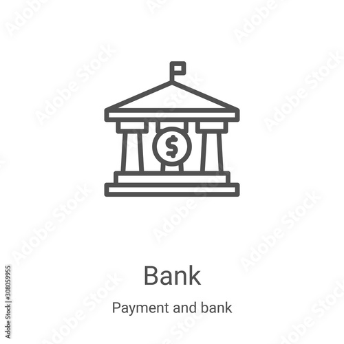 bank icon vector from payment and bank collection. Thin line bank outline icon vector illustration. Linear symbol for use on web and mobile apps, logo, print media