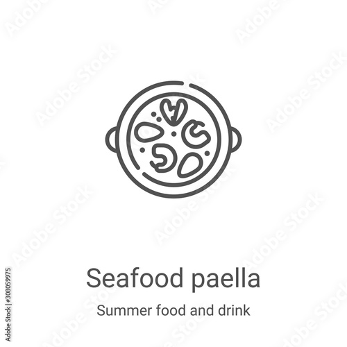 seafood paella icon vector from summer food and drink collection. Thin line seafood paella outline icon vector illustration. Linear symbol for use on web and mobile apps, logo, print media