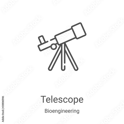 telescope icon vector from bioengineering collection. Thin line telescope outline icon vector illustration. Linear symbol for use on web and mobile apps, logo, print media
