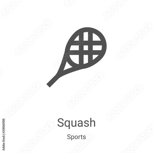 squash icon vector from sports collection. Thin line squash outline icon vector illustration. Linear symbol for use on web and mobile apps, logo, print media