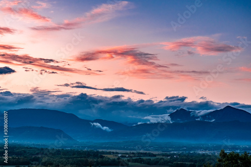 Sunset after the storm in the italian countryside