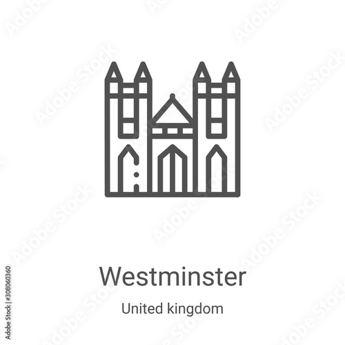 westminster icon vector from united kingdom collection. Thin line westminster outline icon vector illustration. Linear symbol for use on web and mobile apps, logo, print media