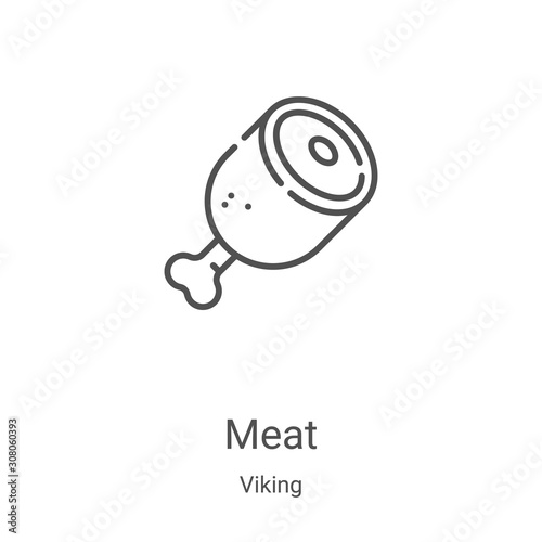 meat icon vector from viking collection. Thin line meat outline icon vector illustration. Linear symbol for use on web and mobile apps, logo, print media