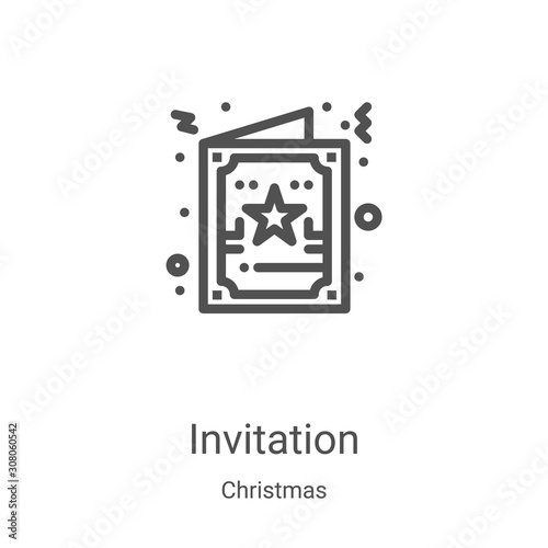 invitation icon vector from christmas collection. Thin line invitation outline icon vector illustration. Linear symbol for use on web and mobile apps, logo, print media