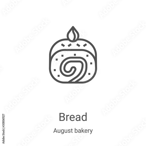 bread icon vector from august bakery collection. Thin line bread outline icon vector illustration. Linear symbol for use on web and mobile apps, logo, print media