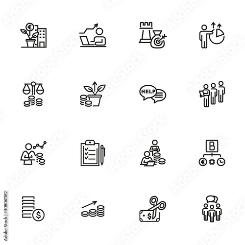 Investment round line icon set. Money, analysis, income. Startup concept. Can be used for topics like funding, capital, finance