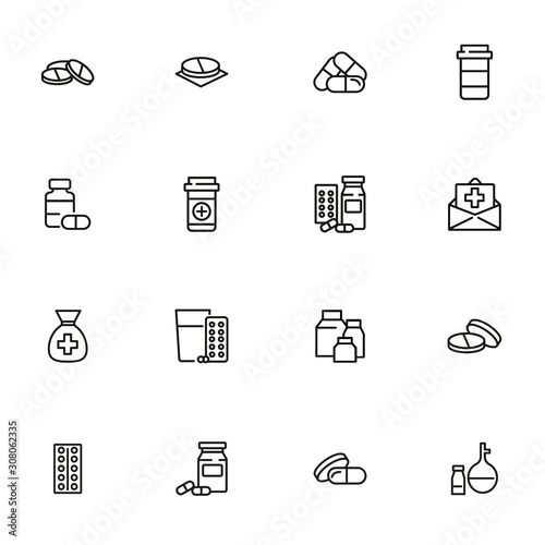 Pharmacy icon set. Drugstore concept. Vector illustration can be used for topics like apothecary, pharmaceuticals, medicine