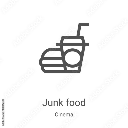 junk food icon vector from cinema collection. Thin line junk food outline icon vector illustration. Linear symbol for use on web and mobile apps, logo, print media
