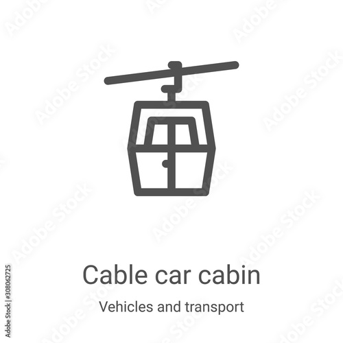 cable car cabin icon vector from vehicles and transport collection. Thin line cable car cabin outline icon vector illustration. Linear symbol for use on web and mobile apps, logo, print media