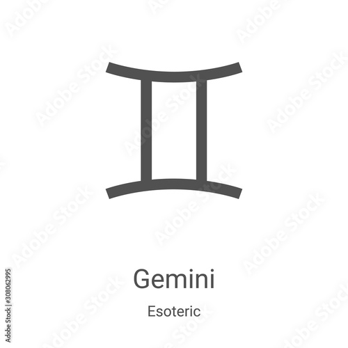 gemini icon vector from esoteric collection. Thin line gemini outline icon vector illustration. Linear symbol for use on web and mobile apps, logo, print media