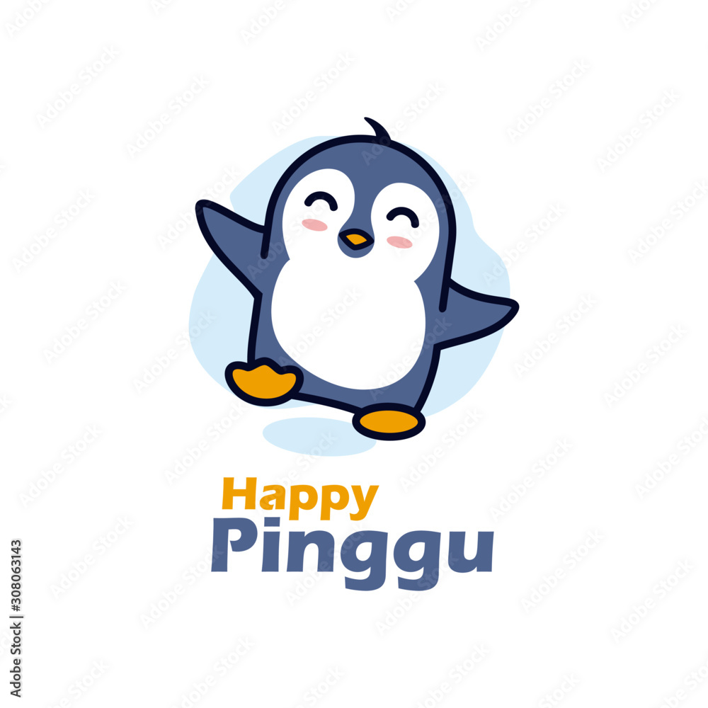 Happy Penguin Cartoon Vector Design Illustration Adorable Penguin Icon Funny Penguin Icon Penguin Mascot Character Icon Stock Vector Adobe Stock