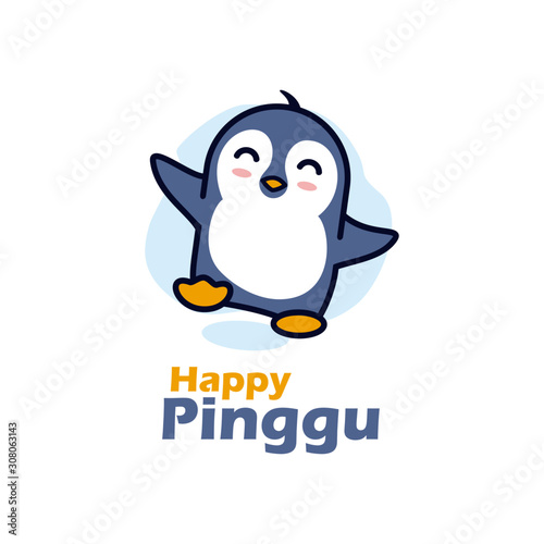 Happy penguin cartoon vector design illustration. adorable penguin icon. funny penguin icon. penguin mascot character icon