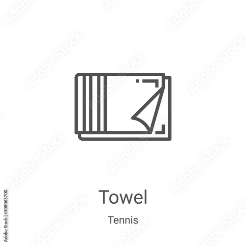towel icon vector from tennis collection. Thin line towel outline icon vector illustration. Linear symbol for use on web and mobile apps, logo, print media