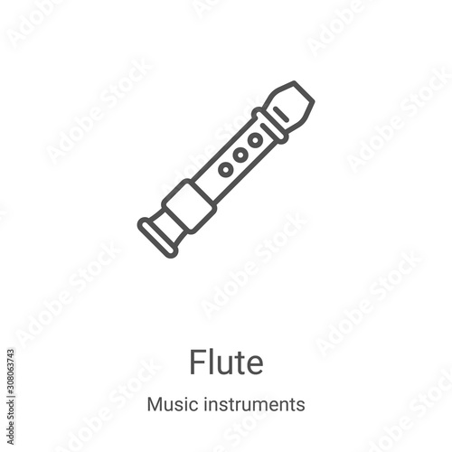 flute icon vector from music instruments collection. Thin line flute outline icon vector illustration. Linear symbol for use on web and mobile apps, logo, print media