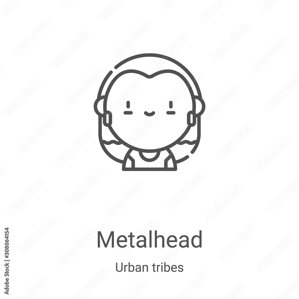 metalhead icon vector from urban tribes collection. Thin line metalhead
