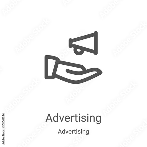 advertising icon vector from advertising collection. Thin line advertising outline icon vector illustration. Linear symbol for use on web and mobile apps, logo, print media